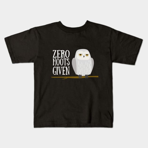 Owl - Zero Hoots Given Kids T-Shirt by Kudostees